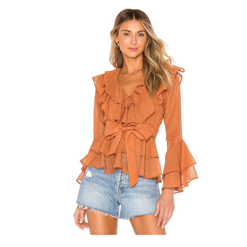 ⭐️SOLD⭐️ House of Harlow Terracota Ruffle Top NWOT Size Small